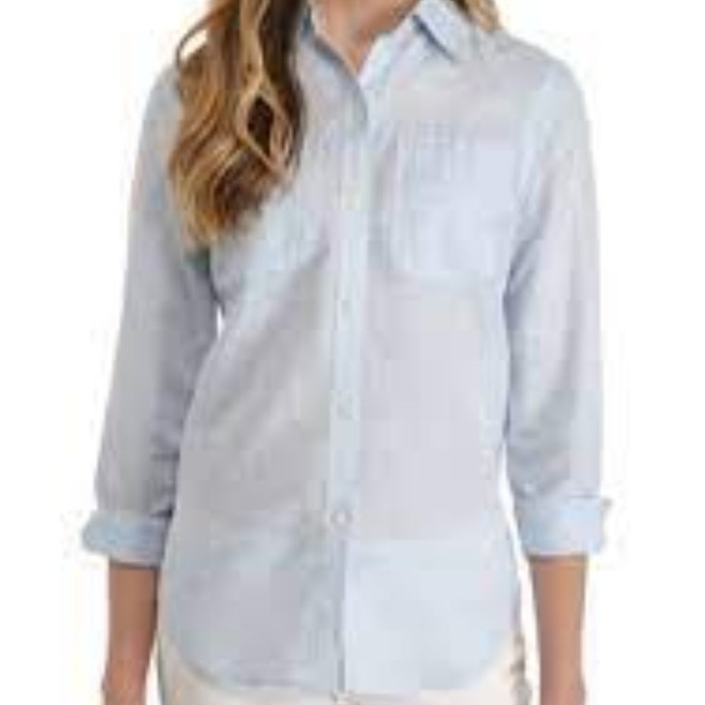 Women's Long Sleeve Linen Button Front Top